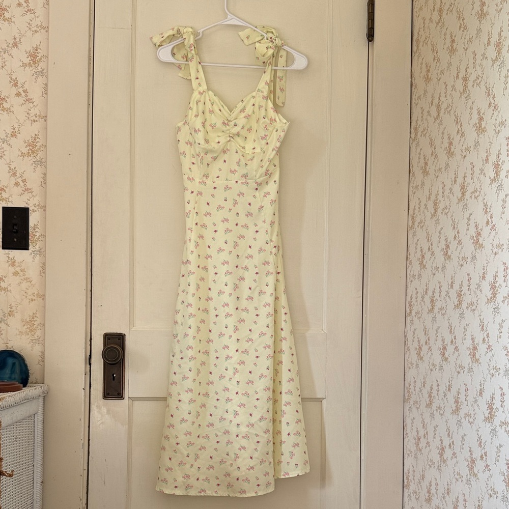 Cottagecore Floral Yellow Dress Women’s Small - Picture 2 of 12